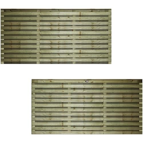 Image of Horizontal Double-Slatted Fence Panel, 6ft x 3ft Wooden Fencing Trellis Topper Extension | Decorative Contemporary Venetian-Style, Ideal for Any Garden Perimeter (Wide: 182cm x High: 91cm)