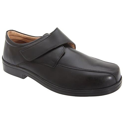 Image of Roamers Mens Tramline Casual Shoes - XXX Extra Wide Fit - Black Leather - Size 15 UK