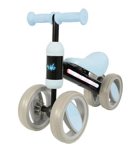 Image of MoVe Bobble Light Up Ride On Quad Scooter | 4 Four Wheel Toy in Blue | Toddler Push Along Ages 1+ Flashing