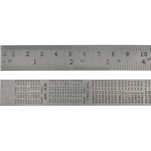 Image of Faithfull Stainless Steel Rule 600mm (24 Inch) – Marking & Measuring Ruler with Dual Metric & Imperial Graduations, Conversion Chart & Hanging Hole