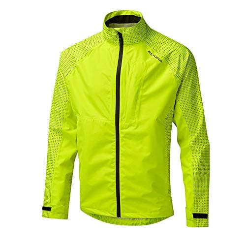 Image of Altura Mens Waterproof Jacket - Lightweight Rain Coat with Adjustable Hood and Reflective Details, Outdoor Waterproof Jacket for Hiking and Running, Windbreaker Yellow Jackets, Reflective Sleeve | XL