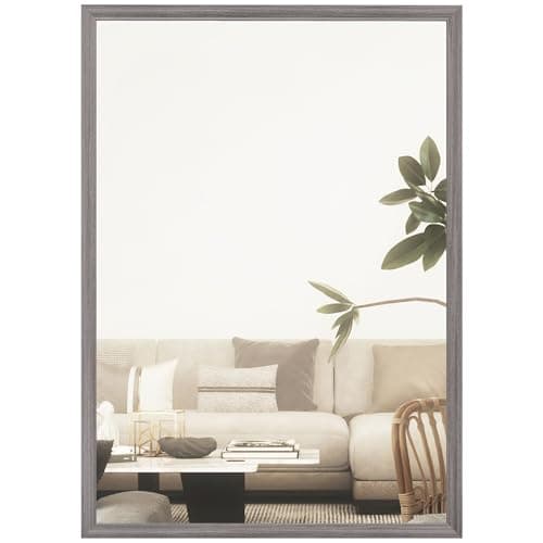 Image of HOMCOM Decorative Rectangular Wall Mirror, 70 x 50 cm Wall-Mounted Bathroom Mirror for Living Room, Bedroom, Hallway, Grey Wood Effect
