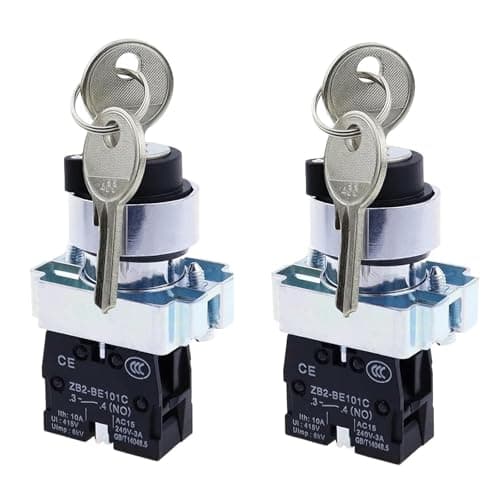 Image of Gebildet Key Switch 2 Position Maintained 1NO Latching Rotary Key Switch 10A 440V XB2-10Y/21.(2 Position Maintained)