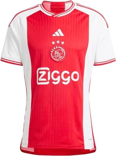 Image of adidas Men's Soccer Ajax 23/24 Home Jersey - A Legacy-Inspired Red and White Jersey with Heritage Front and Center, White / Bold Red, XL