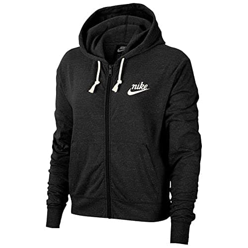 Image of Nike CJ1694-010 W NSW GYM VNTG JSY FZ HOODIE Sweatshirt Women's black/sail Size S