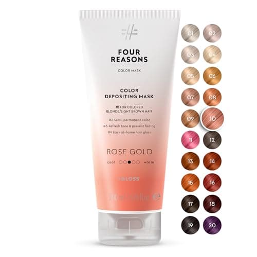 Image of FOUR REASONS Color Mask, Rose Gold (27 Colors) – Hair Gloss & Colour Depositing Conditioner – Semi Permanent Hair Toner for Colour-Treated Hair Colour For Women – Vegan & Cruelty-Free – 200 ml