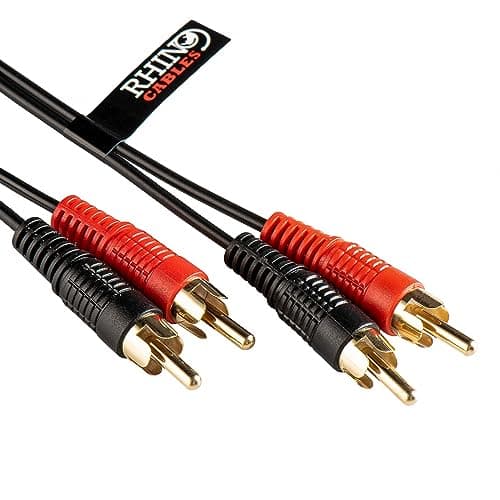 Image of rhinocables 2 Phono to 2 Phono RCA Audio Cable | Dual/Twin Male to Male Splitter, Gold-Plated Connectors for Premium Audio | Compatible with TVs, Speakers, Sound Systems, Home Theatre & More (3m)