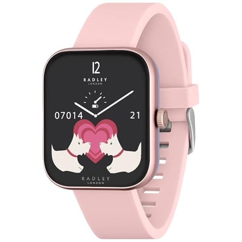 Image of RADLEY Series 32 Smart Watch for Women with Bluetooth Call, Health Fitness Tracker, 1.80”, Heart Rate, Sleep tracking,Pink Silicone Strap, IP68 Waterproof