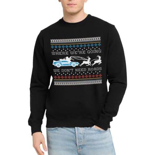 Image of Spreadshirt Back To The Future No Roads Ugly Christmas Design Unisex Sweatshirt, S, black