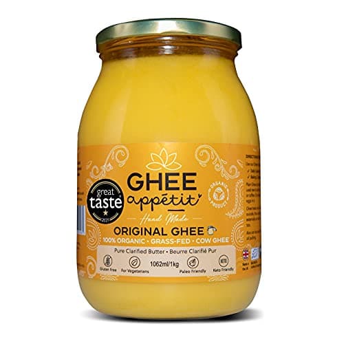 Image of Ghee Appétit Organic Ghee 1062 ml/1 kg I Certified Organic I Free Range Grass Fed Ghee I Ghee Butter I Vegetarian I Ayurveda Ghee Recipe I Pure Clarified Butter I Artisan Ghee