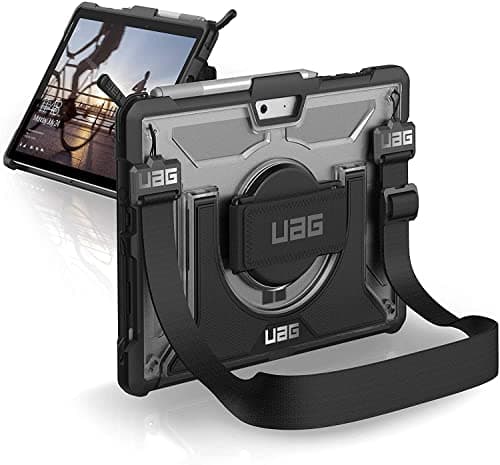 Image of URBAN ARMOR GEAR UAG Designed for Microsoft Surface Go 4 / Surface Go 3 / Surface Go 2 / Surface Go Case 10.5" Plasma w/Hand Strap & Shoulder Strap Feather-Light Rugged Military Drop Tested Cover Ice