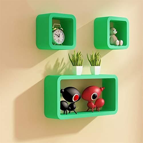 Image of GZLL Cube Floating Wall Shelves, Floating Shelves, Set Of 3, Storage Display Shelf Bookcase Bookshelf Wall Mounted Shelf(green)