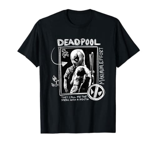 Image of Marvel Deadpool & Wolverine Maximum Effort Doodle Portrait T-Shirt