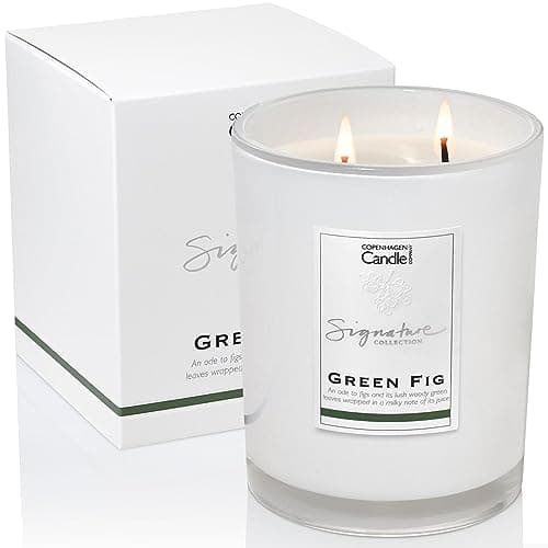 Image of Luxury Scented Candles Gifts for Women | Natural Wax Blend | 65 Hours Burn time | Hotel Collection | The Copenhagen Company - Green Fig (21oz)