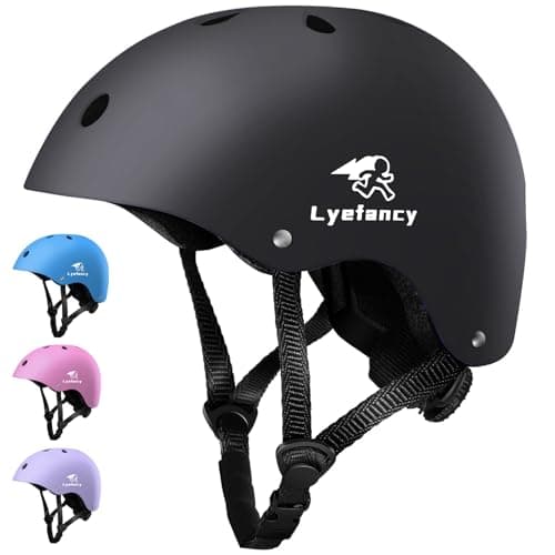 Image of Lyefancy Kids Bike Helmet, Toddler Helmet for 2-13 Years Old Boys Girls, Children Helmet Adjustable Kids Helmet for Cycling, Biking, Scooter, Skating(Black, S)