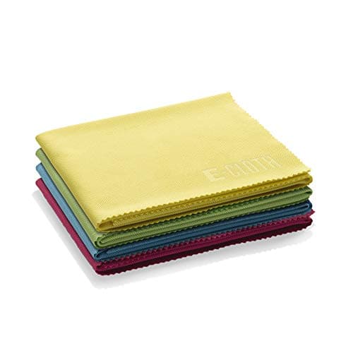 Image of E-Cloth Glass & Polishing Cloth, Sustainable Microfibre Cleaning Cloth Set, Perfect Cleaner for Glass, Windows and Mirrors, Washable and Reusable, 100 Wash Promise, Assorted Colours, 4 Pack