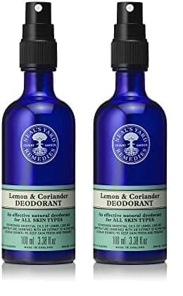 Image of Neal's Yard Remedies Lemon & Coriander Deodorant, Lasting Freshness to Face the Day, Spray Deodorant, Vegan & Cruelty-Free, 100ml (Pack of 2)