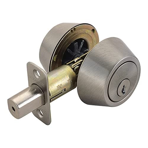 Image of Design House 783829 Double Cylinder 2-Way Latch Deadbolt, Satin Nickel