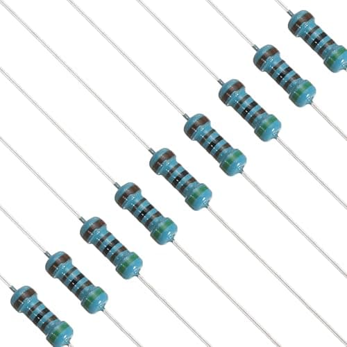 Image of PATIKIL 5.1K Ohm Resistor, 120Pcs 1/4W(0.25Watt) Metal Film Fixed Resistor Kit 1% Tolerance Multiple Values of Resistance Optional for DIY Electronics Projects Computer TV Circuit Board