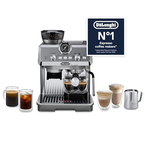 Image of De'Longhi La Specialista Arte Evo EC9255.M, Espresso Pump Coffee Machine with Cold Brew Function, with Professional Milk Frothing Nozzle, Sensor Grinding Technology, Includes Barista Kit, 1450W, Metal