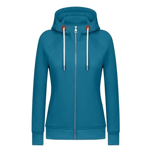 Image of KEBORUILA Women's Hoodies Long Sleeve Fleece Sweatshirts Casual Fall Winter Jacket 2025 LakeBlue XL