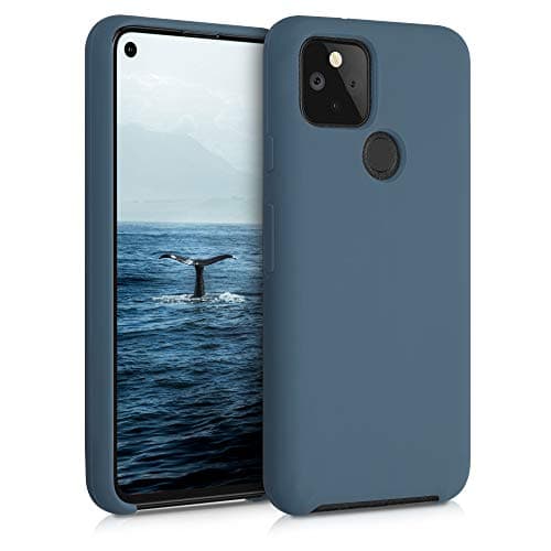 Image of kwmobile Case for Google Pixel 5 Case - Soft Cover - Shockproof Silicone - Wireless Charging Dark Slate