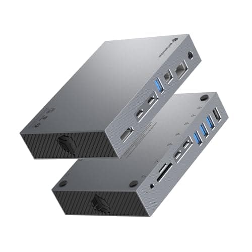 Image of Yottamaster 40Gbps USB 4 Dock Compatible with Thunderbolt 3/4, 15 in 1 USB C Docking Station Dual Monitor for Laptop, DisplayPort, 60W PD Charging, S/PDIF, Audio, 6 USB, Gigabit Ethernet, SD/TF -Gray
