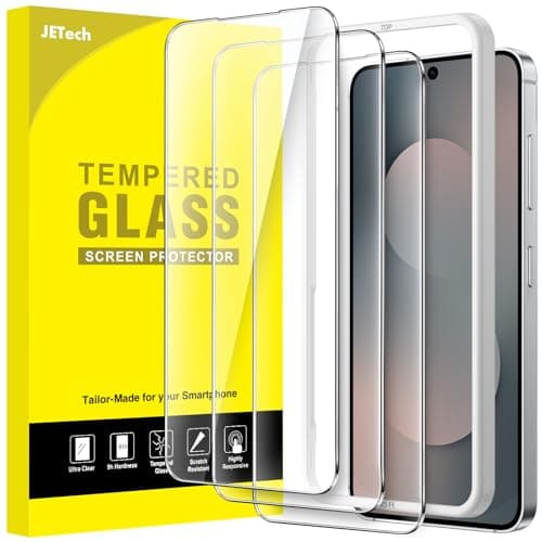 Image of JETech Screen Protector for Samsung Galaxy S25 FE, 9H Tempered Glass Film with Easy Installation Tool, Fingerprint ID Compatible, HD Clear, 3-Pack