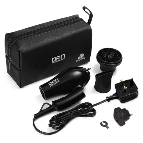 Image of Travel Hair Dryer 1000W Dual Voltage Blow Dryer with Plug Adaptor and Storage Bag Mini Hairdryer with Folding Handle with Concentrator & Diffuser Travel Hairdryer Set for Women and Men