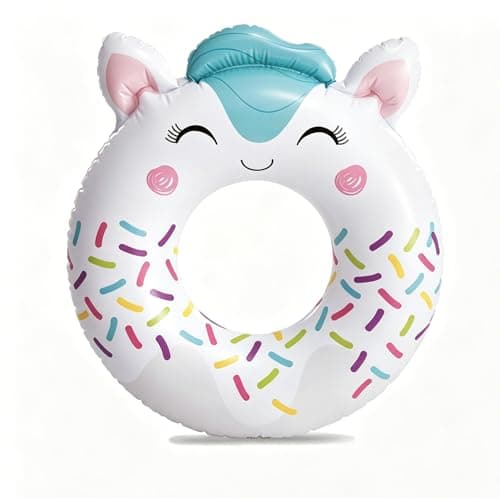 Image of Swimming Rings for Kids Age 6-12,Swimming Donut Inflatable Pool Floats Rubber Ring, 30" (76cm) Unicorn Pool Float Swim Tubes,Summer Swimming Water Beach Toys,Pool Party Decorations,Summer Gift for Kid