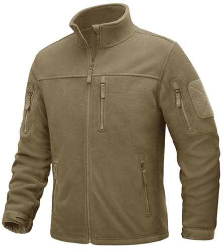 Image of TACVASEN Military Jacket Men Winter Tactical Jackets Work Fleece Jacket Warm Walking Jackets Outdoor Hiking Jacket Khaki
