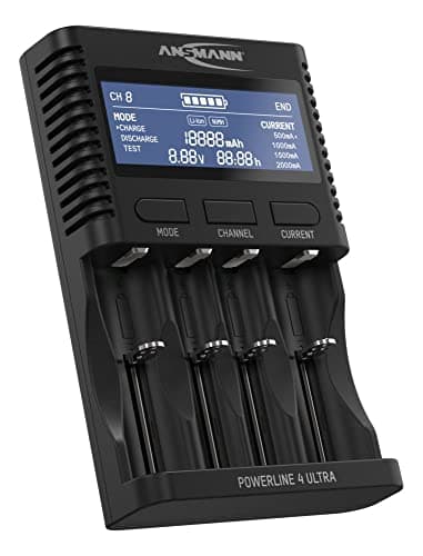 Image of Ansmann For AA/AAA/C/D NiMH batteries and Li-Ion 18650/26650 battery charger (charging/discharging/testing) battery care station Powerline 4 Ultra, black