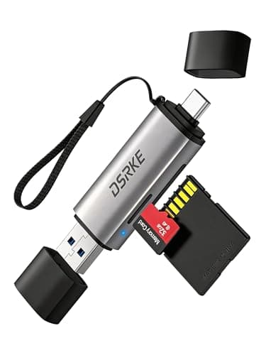 Image of DSRKE SD Card Reader USB C, Dual Slot Micro SD Memory Card Reader for Camera & PC, Compatible with iPhone 17 16 15, Galaxy S26, Type C & USB 3.0 (Space Grey)