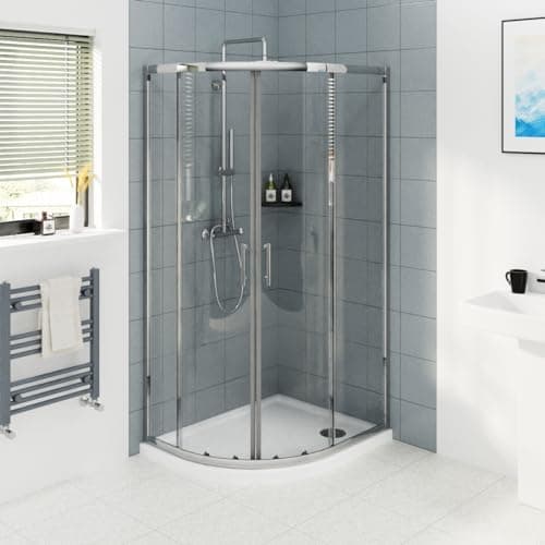 Image of NRG 1000 x 900mm Chrome Framed Offset Quadrant Shower Enclosure Sliding Door 6mm Easy Clean Glass