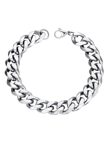 Image of PROSTEEL Men and Women Stainless Steel Round Curb Bracelet Chunky Punk Rock Chain Bracelet Cuban