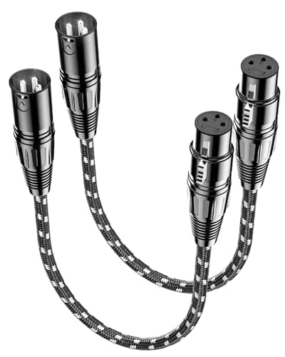Image of VANDESAIL XLR Cables 0.3m / 1ft 2 Pack, Nylon Braided XLR Microphone Cable Male to Female, Oxygen-Free Copper (OFC),Balanced 3-Pin, Short Audio Mic Lead for Studio, Speaker, Recording,Mixer, PA