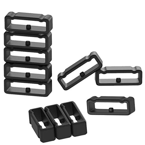Image of Chofit Fastener Rings Compatible with Suunto Spartan Sport Wrist HR Baro/Suunto 9 baro/7/Core/Core Alpha/D5 Watch Straps Width 24mm Loops Silicone Keeper Locking Clasps, Black