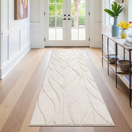 Image of SHACOS Runner Rugs 60x240 cm Non Slip Hall Runner Rug Washable Hallway Runners Long Boho Carpet Runners for Hallway Kitchen Entryway Bedsides, Beige