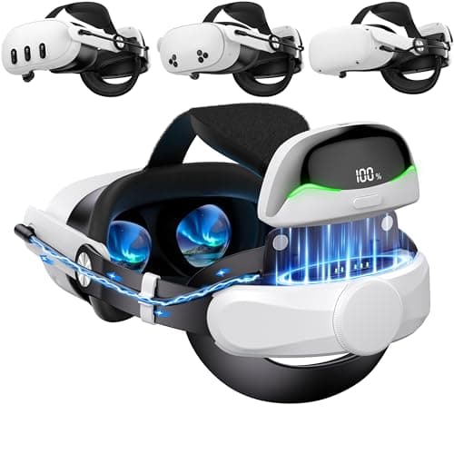 Image of VR Head Strap with 10000mAh Battery for Meta Quest 3/Quest 3S/Quest 2,Comfortable Elite Strap with 45° Flip-Up Design, Adjustable VR Headset Accessories with Magnetic Detachable Battery Pack