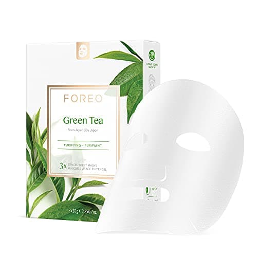 Image of FOREO Green Tea Purifying Sheet Mask for Blemish-Prone Skin, 3 pack, Antioxidant, Calming Clean Formula, Cruelty-free, Compatible with UFO devices
