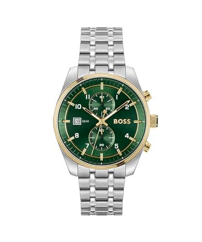Image of BOSS Chronograph Quartz Watch for Men SKYTRAVELLER Collection with Silver Stainless Steel Bracelet - 1514195