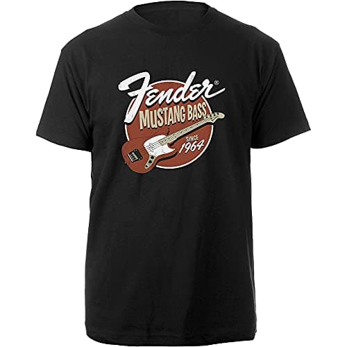 Image of Fender Mustang Bass Official Tee T-Shirt Mens Unisex (Medium) Black