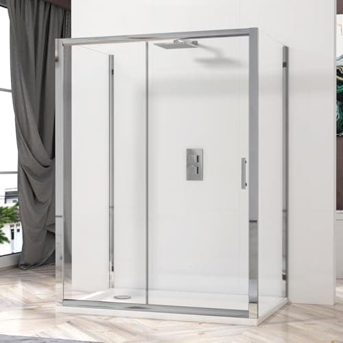 Image of Grand 1000 x 700mm Single Sliding Rectangular 3-Sided Shower Enclosure 6mm Glass Reversible Cubicle Door