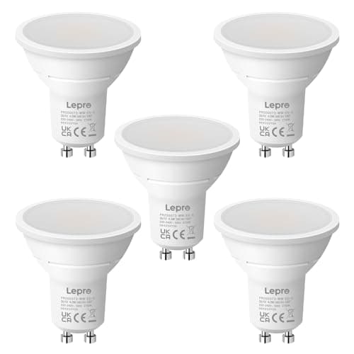 Image of Lepro GU10 LED Bulbs Warm White, 4.5W 345lm 2700K, Energy Saving GU10 LED Light Bulbs, 50W Halogen Spotlight Equivalent, 100° Beam Angle, Non Dimmable, Pack of 5