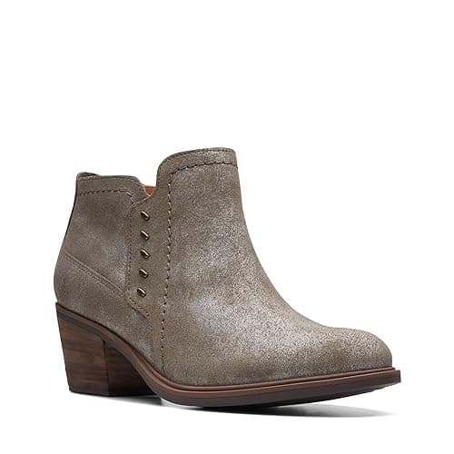 Image of Clarks Unisex-Adult Neva Lo Ankle Boot, Taupe Metallic Leather, 9 Wide
