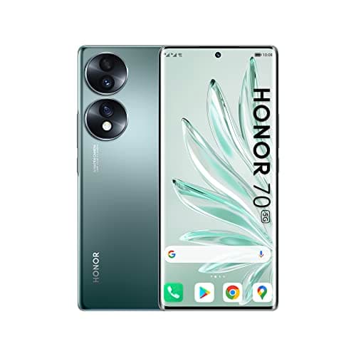 Image of HONOR 70 Smartphone 5G, Android Mobile Phone, 256GB, 6.67 Inch Curved OLED Display (120Hz), 54MP Triple Back Camera, 4800mAh Battery, 66W HONOR SuperCharge, Emerald Green