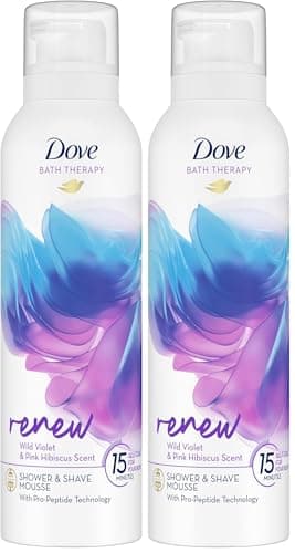 Image of Dove Bath Therapy Renew Wild Violet & Pink Hibiscus Scent Shower Foam Shower Mousse with Pro-Peptide technology to leave your skin soft 200 ml (Pack of 2)