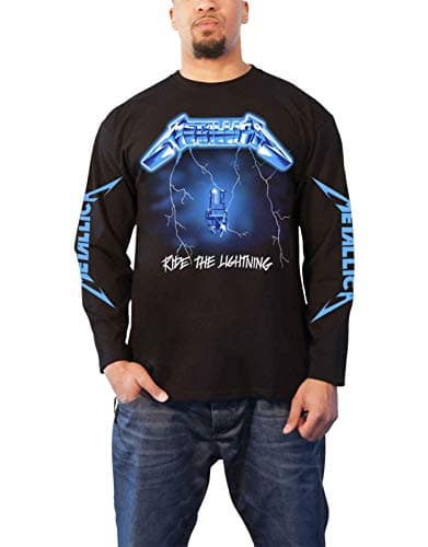 Image of Metallica T Shirt Ride The Lightning Band Logo Official Mens Black Long Sleeve L