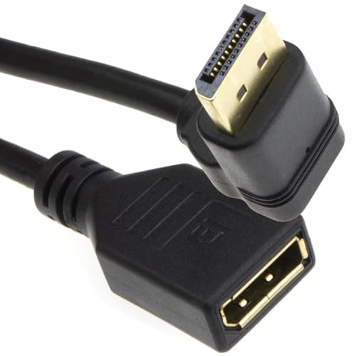 Image of kenable Right Angle DisplayPort v1.2 Extension Cable Male to Female 4K 3840x2160 60Hz Monitor Lead Black 0.5m 50cm