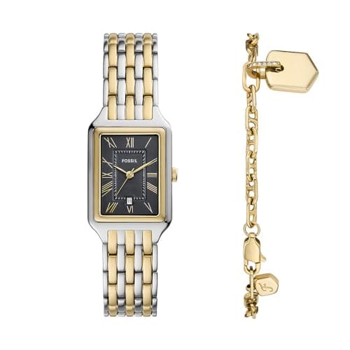 Image of Fossil Raquel Watch for Women, Quartz Three Hand Movement with Stainless Steel Strap,Gold and Silver Tone Set